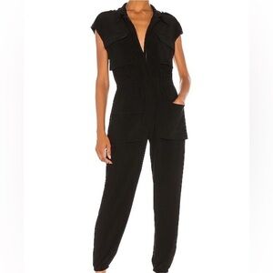 Norma Kamali sleeveless cargo jumpsuit black